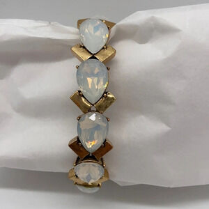 J. Crew Factory Opalescent Teardrop Large Rhinestone Stretch Bracelet - New